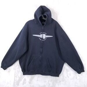 Imported from Detroit Sweatshirt Men 2XL Black Full Zip Hoodie Bayside USA Made